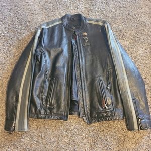 Women's leather motorcycle jacket